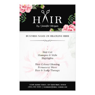 Hairstylist Hair Cut Typography Logo Classy Floral Flyer