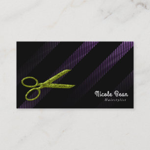 Hairstylist Hair Dresser Purple & Green Scissors Business Card
