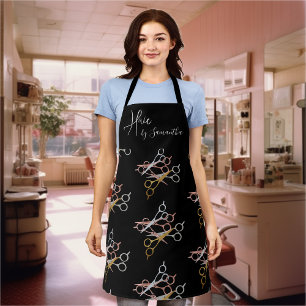 Hairstylist Hair Dresser Salon Rose Gold Scissors Apron