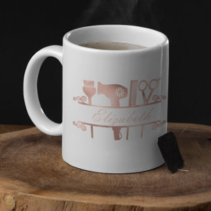 Hairstylist Hair Salon Monogram Rose Gold Coffee Mug