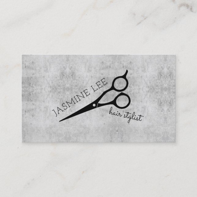 hairstylist hair stylist minimalist black shears business card (Front)