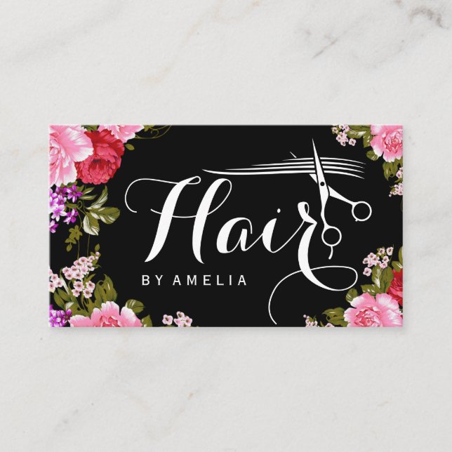 Hairstylist Hair Stylist Romantic Floral Wrapping  Business Card (Front)