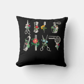 Hairstylist Hairdresser Barber Tools Floral Cushion