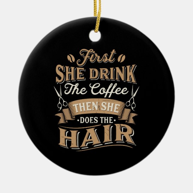 Hairstylist Hairdresser Gift Ceramic Tree Decoration (Front)