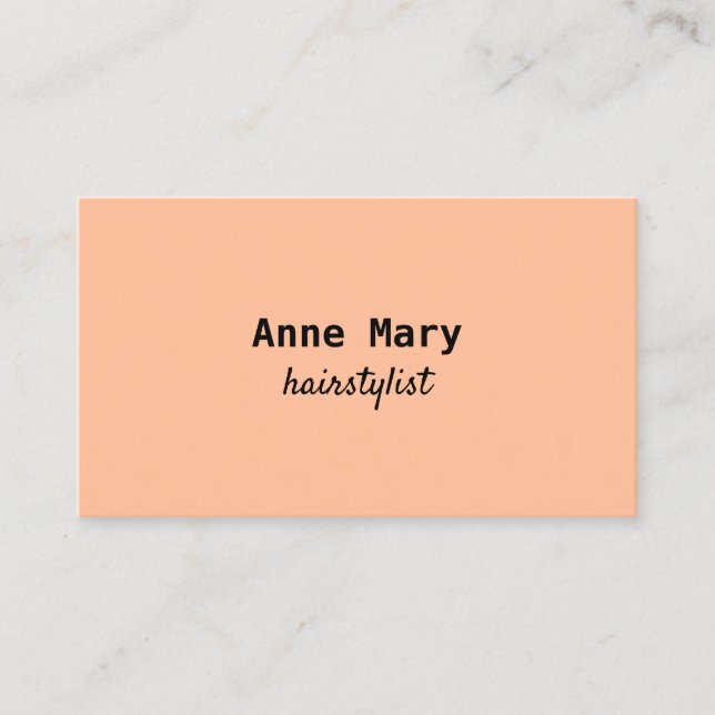 Hairstylist Hairdresser Peach Fuzz Apricot Modern Business Card (Front)