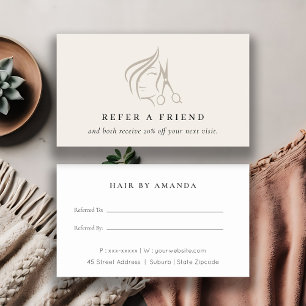 Hairstylist Ivory Hair Scissor Refer A Friend Business Card