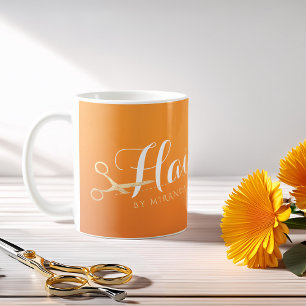 Hairstylist Makeup Salon Chic Orange Gold Scissors Coffee Mug