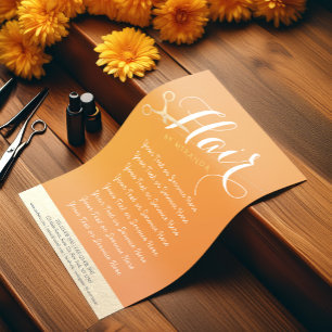 Hairstylist Makeup Salon Chic Orange Gold Scissors Flyer