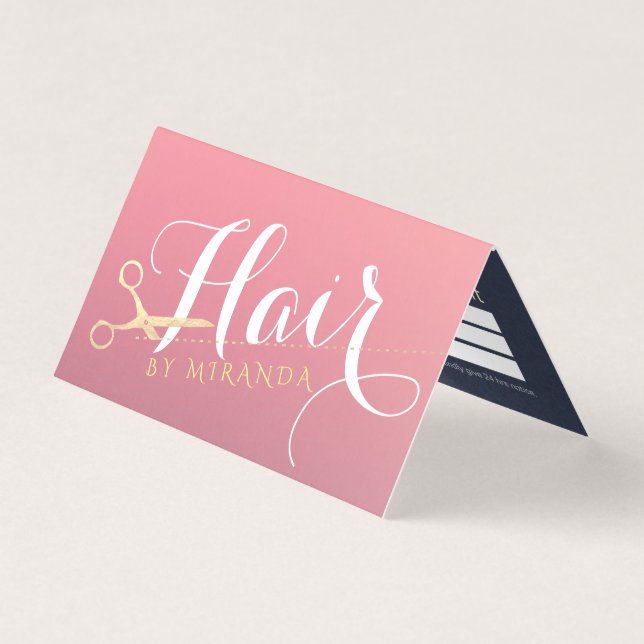 Hairstylist Makeup Salon Gold Scissors Price List Business Card (Front)