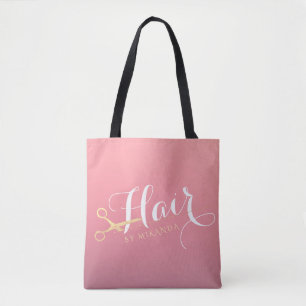 Hairstylist Makeup Salon Modern Pink Gold Scissors Tote Bag