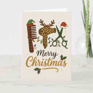 Hairstylist Merry Christmas Salon Tools Holiday Card