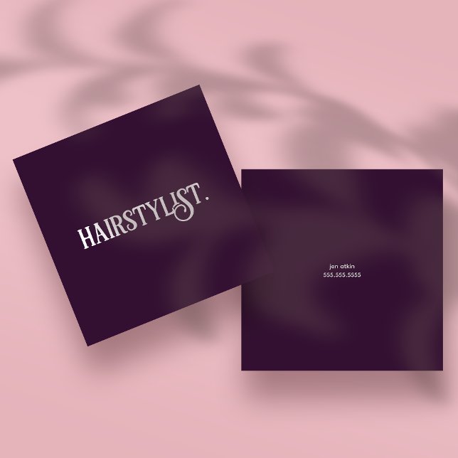 Hairstylist Modern Professional Minimalist Simple Square Business Card (Creator Uploaded)
