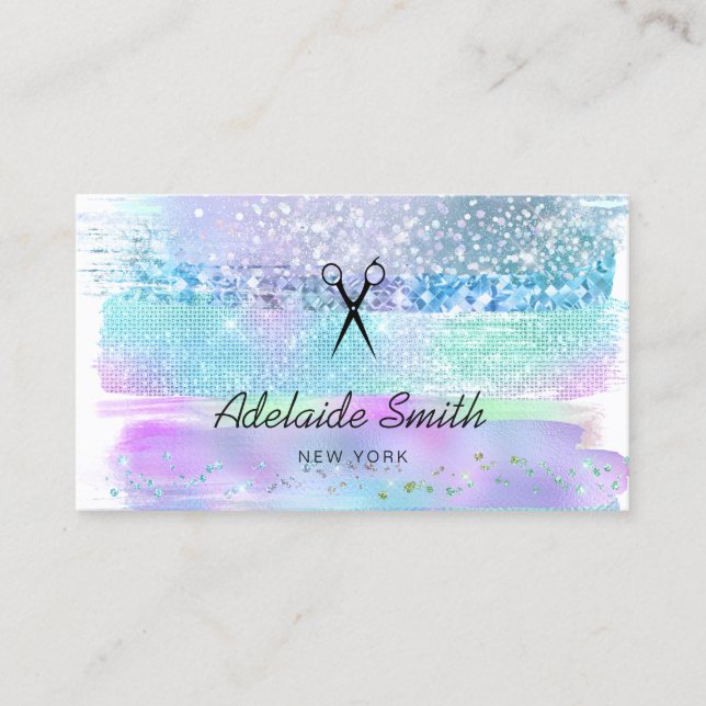 hairstylist pastel colours brush strokes business card (Front)