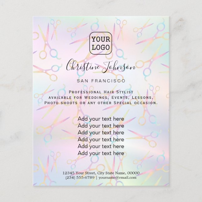 hairstylist pastel colours flyer (Front)