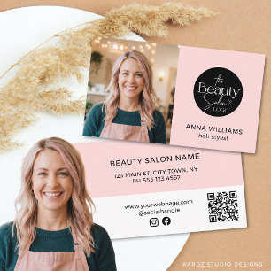 Hairstylist Photo Beauty Salon Logo QR Code Business Card