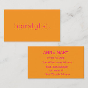 Hairstylist Pink Orange Colourful Hair Spa Script Business Card