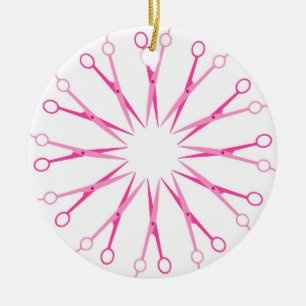 Hairstylist Pink Shears Wreath Christmas Ornament