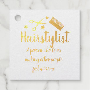 Hairstylist Quote Funny Hairdresser Stars Gold  Favour Tags