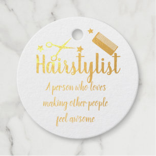 Hairstylist Quote Funny Hairdresser Stars Gold  Favour Tags