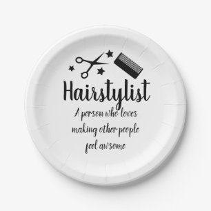 Hairstylist Quote Funny Hairdresser Stars Party Paper Plate