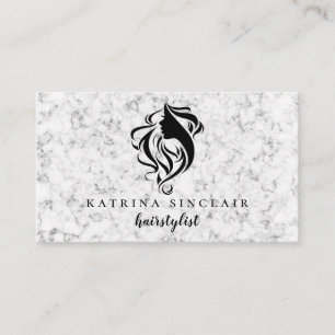 Hairstylist Salon Logo Marbled Professional Business Card
