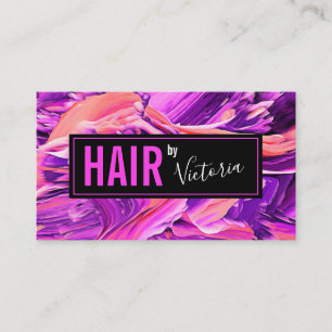 Hairstylist Salon Modern Abstract Neon Pink Chic Business Card