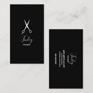 Hairstylist Scissors Black Background  Business Card