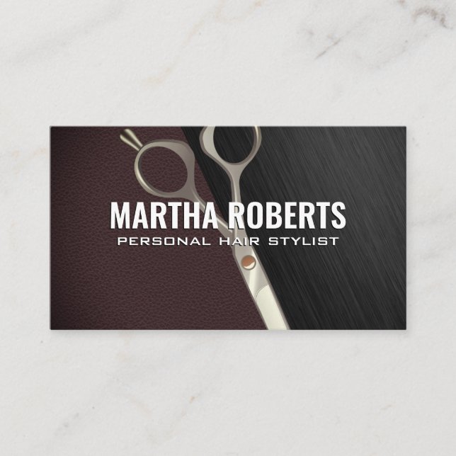 Hairstylist Scissors | Colour Block Background Business Card (Front)