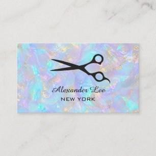 Hairstylist Scissors Faux Opal Business Card