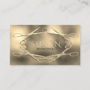 Hairstylist Scissors Glitter Glam Appointment Card