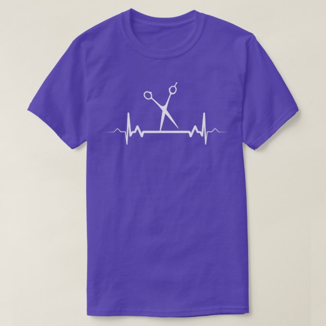 Hairstylist Scissors Heartbeat Barber Hairdresser  T-Shirt (Design Front)