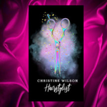 hairstylist scissors on purple cloud