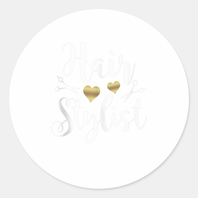 Hairstylist shears cosmetology cute beautician ha classic round sticker (Front)
