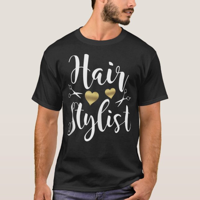 Hairstylist shears cosmetology cute beautician ha T-Shirt (Front)