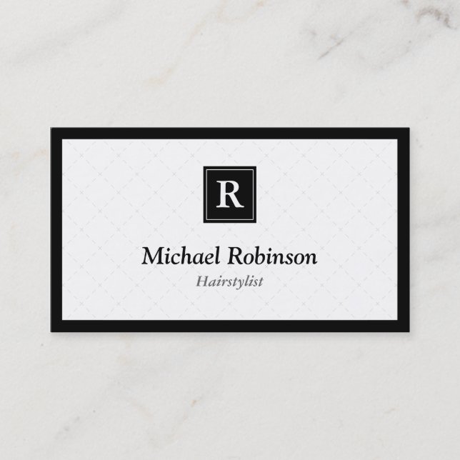 Hairstylist - Simple Elegant Monogram Business Card (Front)