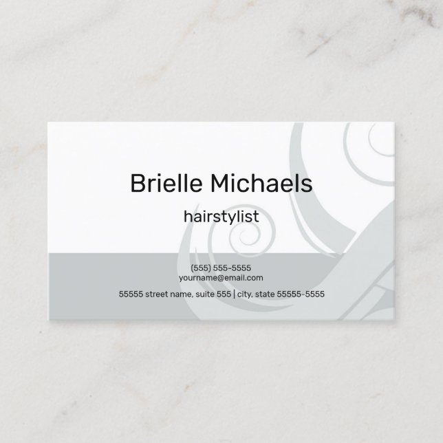 Hairstylist Simple Grey Hair Curl Hair Salon Business Card (Front)