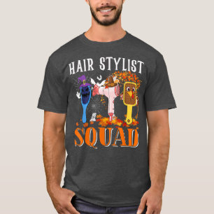 Hairstylist Squad Thanksgiving Halloween Fall Tre T-Shirt