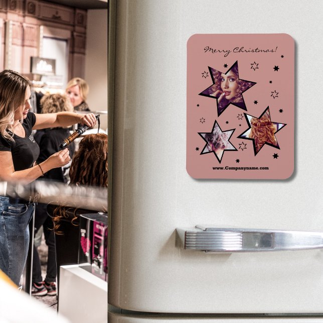 Hairstylist Stary Custom Photos Christmas Magnet (Hairstylist Starry Custom Photos Christmas Magnet)