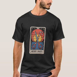 Hairstylist Tarot Merry Snips Retro Christmas Suns T-Shirt