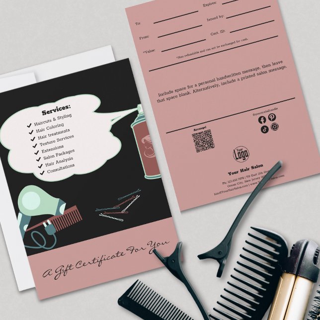 Hairstylist Tools Pink Black Gift Certificate (Hairstylist Tools Pink Black Gift Certificate, Pink Black)