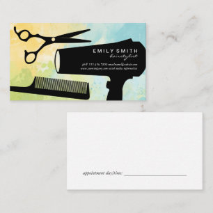 Hairstylist Tools   Watercolor Artistic Appointment Card