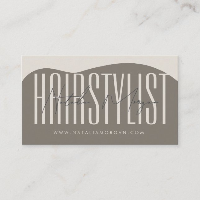  Hairstylist Typography Script Minimalist Boho Business Card (Front)