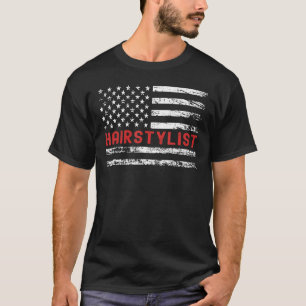 Hairstylist USA Flag Profession Retro Job Title T-Shirt