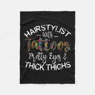 Hairstylist With Tattoos Pretty Eyes And Thick Thi Fleece Blanket