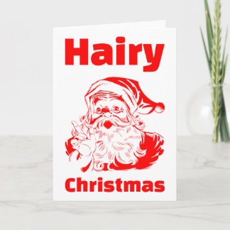 Hairy Christmas Red Santa Claus Holiday Card