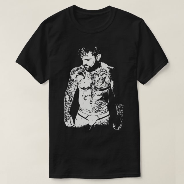 Hairy Hunk Gay Art Erotica  T-Shirt (Design Front)