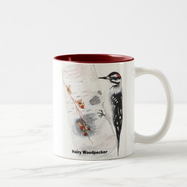 hairy woodpecker, Hairy Woodpecker Two-Tone Coffee Mug (Right)