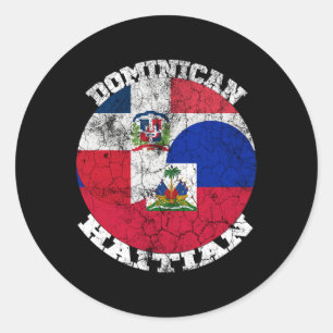 Haiti And Dominican Flag Half Haitian Half Dominic Classic Round Sticker