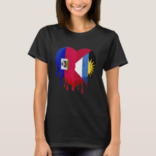 Haiti Antigua Barbuda Flag Heart Grown Patriot Cou T-Shirt