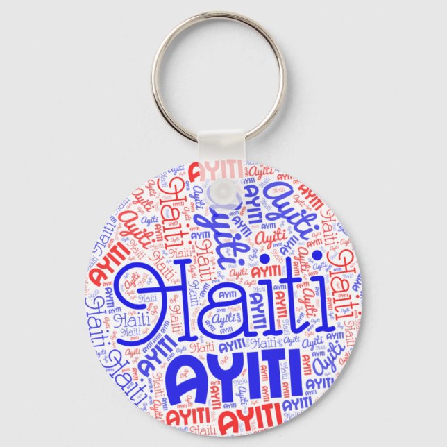 Haiti Ayiti Word Cloud  Key Ring (Front)